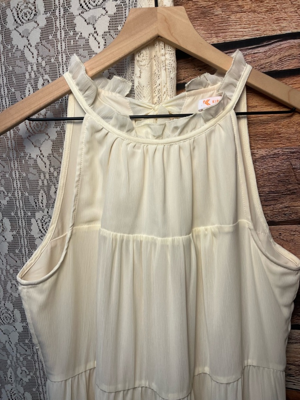 Kirundo Women's Cream Tiered Halter Dress (rack) - Picture 3 of 10